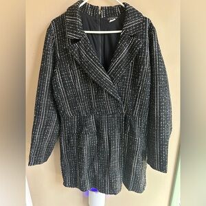 VENUS Black & White Tweed Double-Breasted Blazer Dress